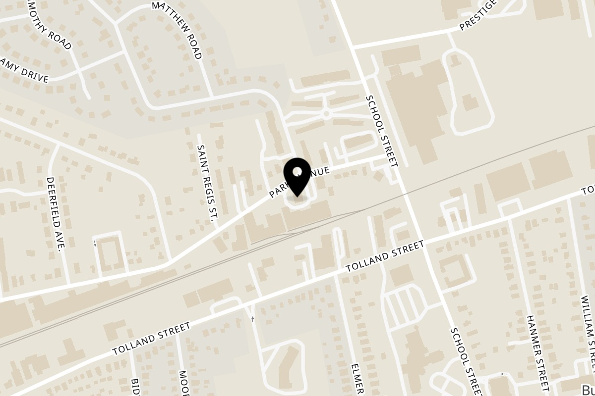 Map showing the location of Mama's Pizza East Hartford on 481 Park Ave in East Hartford